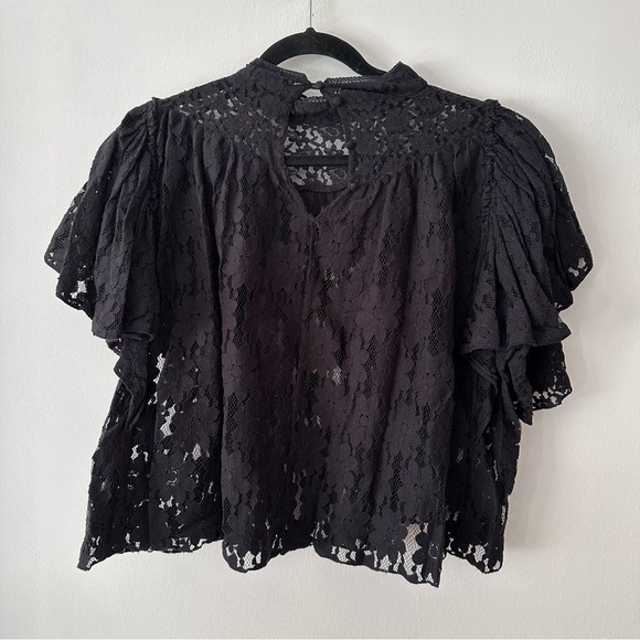 Isabel Marant Étoile Vetea lace top black cotton size 36 - Picture 3 of 5
